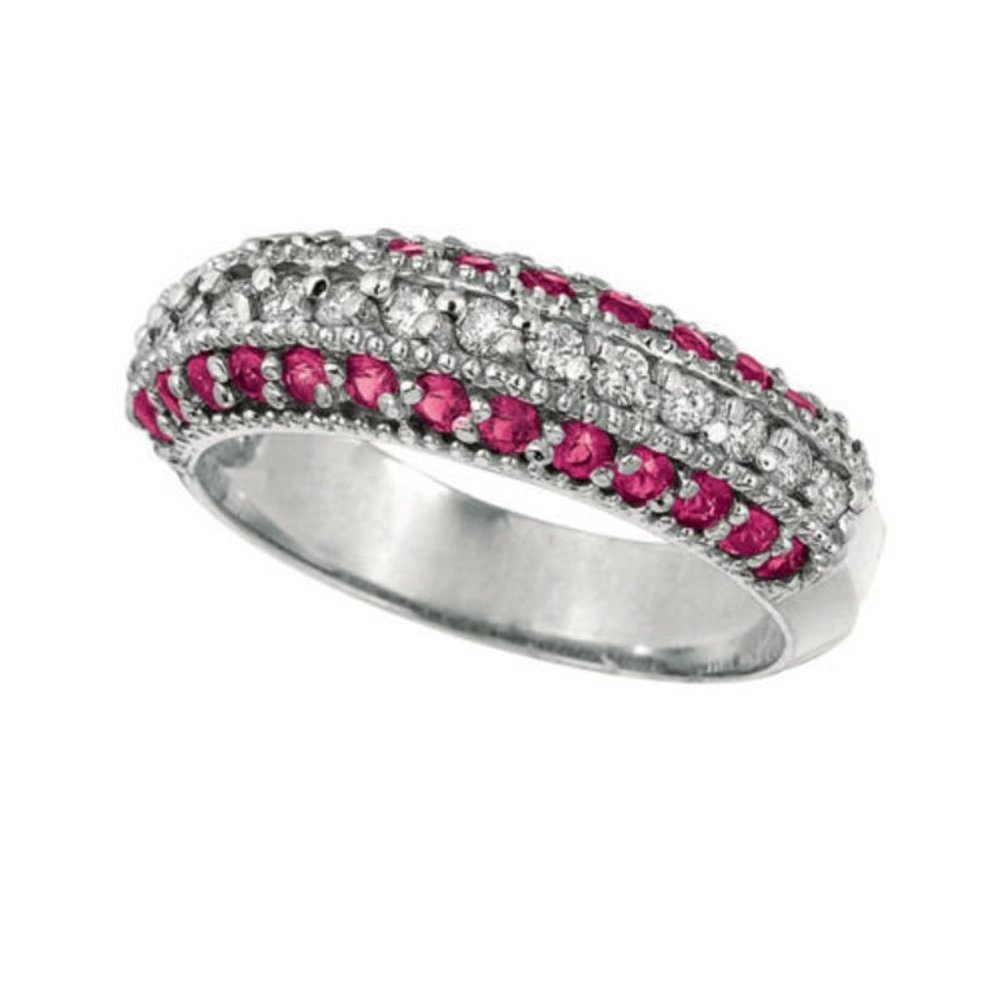 0.95 Carat Natural Diamond and Pink Sapphire Ring